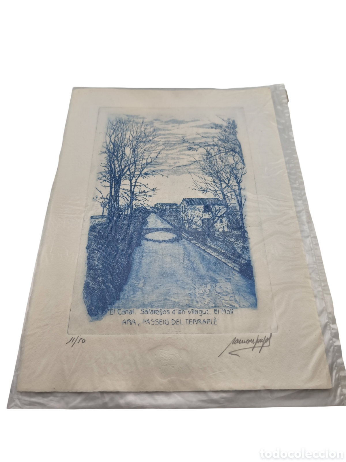 Art: RAM&Oacute;N PUJOL - EL CANAL, SAFAREJOS D'EN VILAGUT - EDICI&Oacute;N LIMITADA 11/50 - FIRMADA - 38x28 CM
