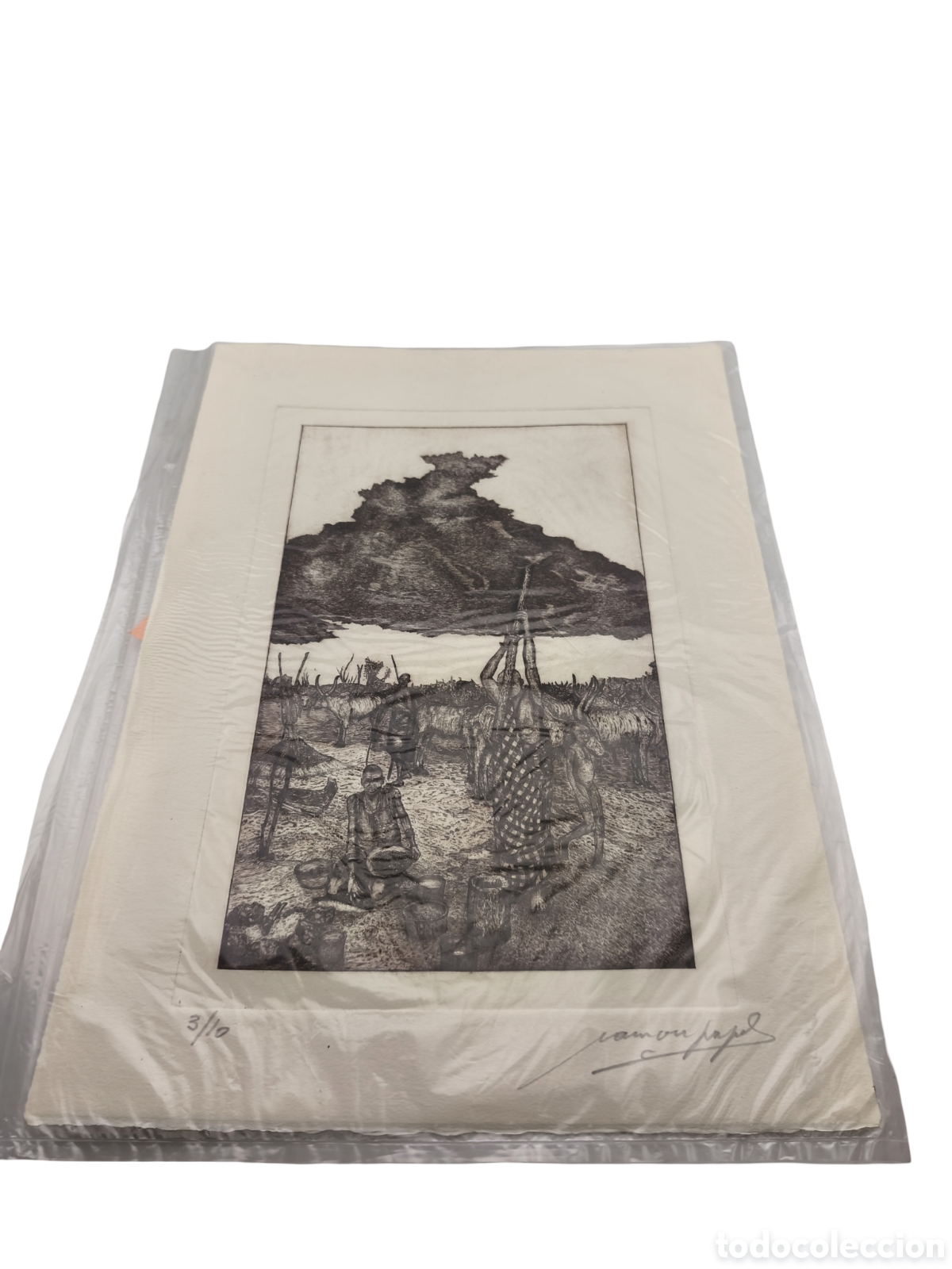 Kunst: RAM&Oacute;N PUJOL - &rdquo;DINKAS&rdquo; - EDICI&Oacute;N LIMITADA 3/10 - FIRMADA Y CERTIFICADA - 48x35 CM