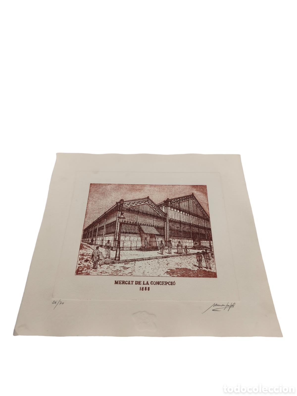 Kunst: RAM&Oacute;N PUJOL - MERCAT DE LA CONCEPCI&Oacute; 1888 - EDICI&Oacute;N LIMITADA 26/70 - FIRMADA - 45x38 CM