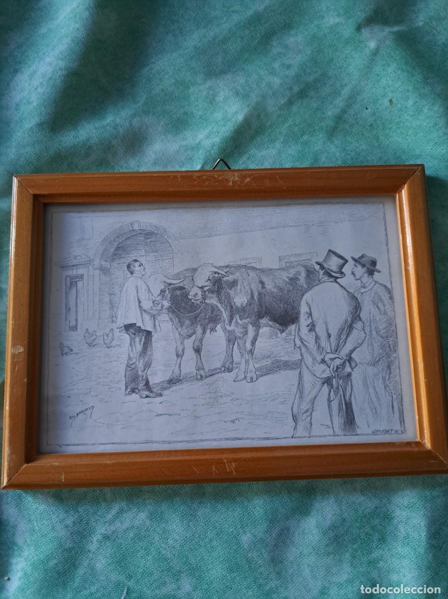 Arte: Grabado feria de ganado por eugi burnand, girardet, enmarcado
