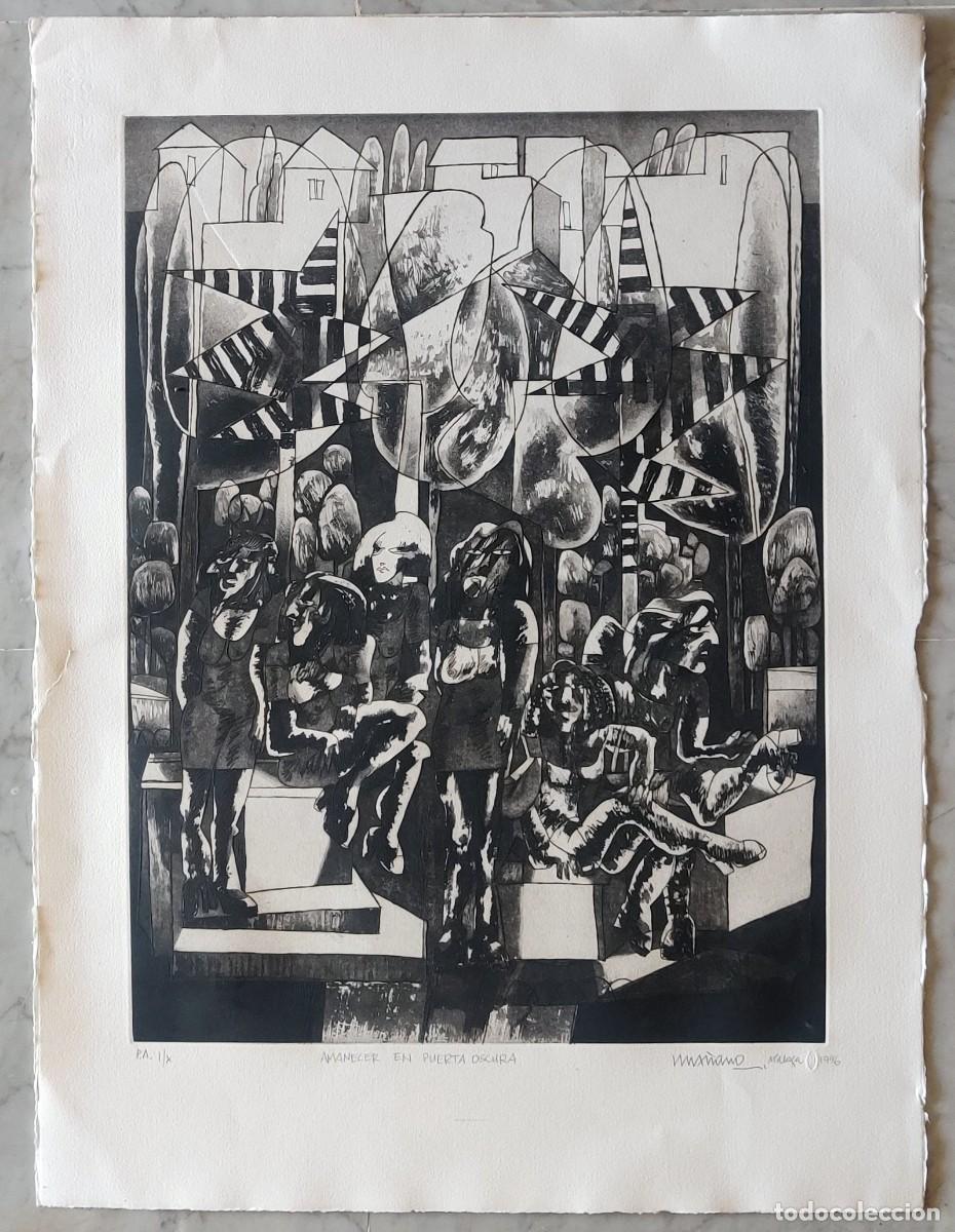 Arte: Grabado Original Eugenio Chicano &ndash; &ldquo;Amanecer en Puerta Oscura&rdquo; (Prueba de Artista, P.A.)