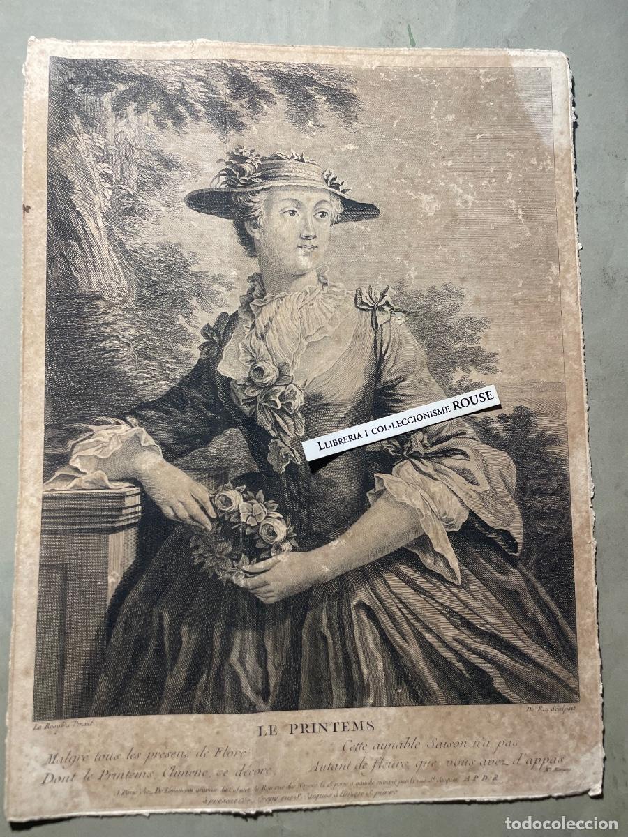 Arte: ANTIGUO GRABADO S. XVIII - LE PRINTEMPS - LE ROSALEU PMXIT. DE F. ....SCULPSIT- A PARIS CHEZ DE LARM