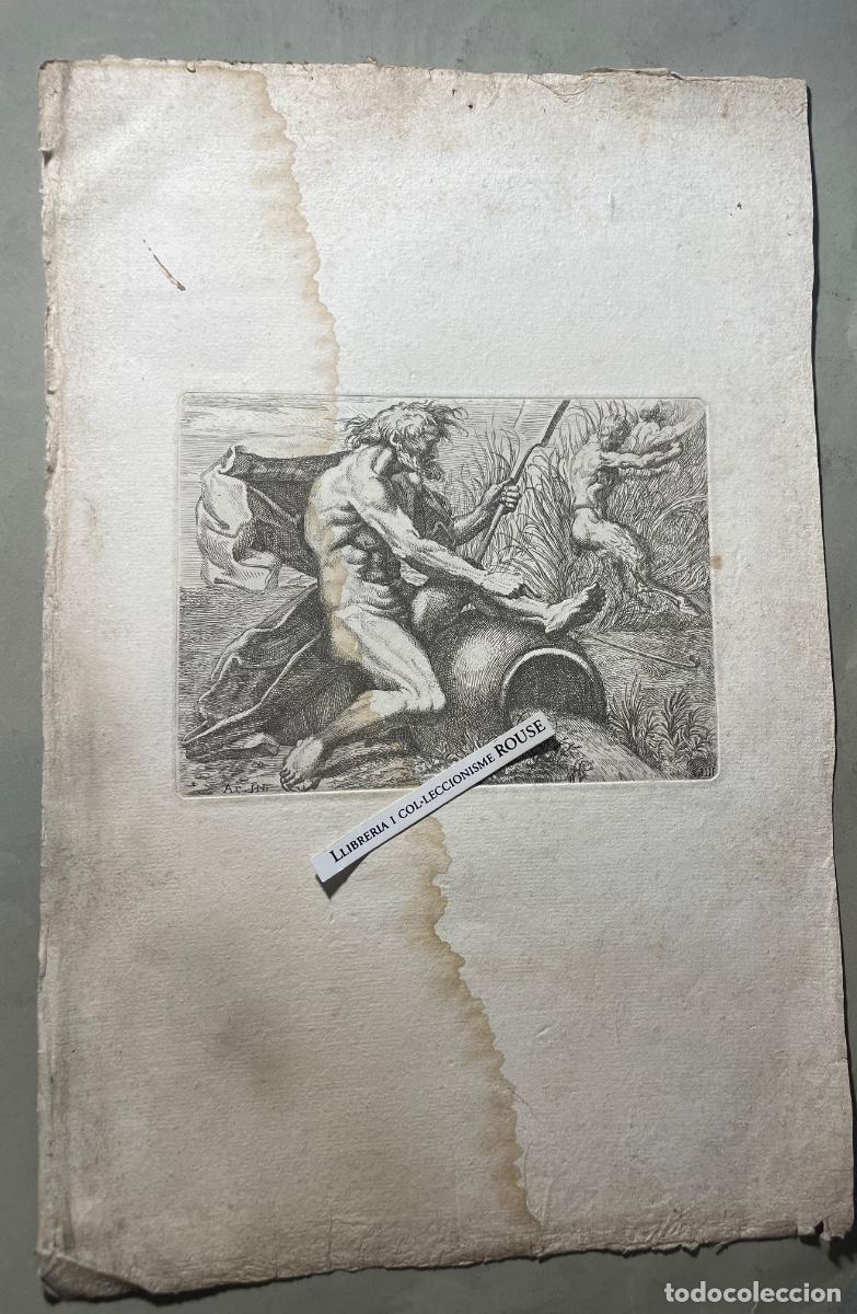 Arte: ANTIGUO GRABADO - DIOS DEL RIO - A.C. in . (ANNIBALI CARRACCI) BOLONIA 1560 - ROMA 1609 - 37X24.5 CM