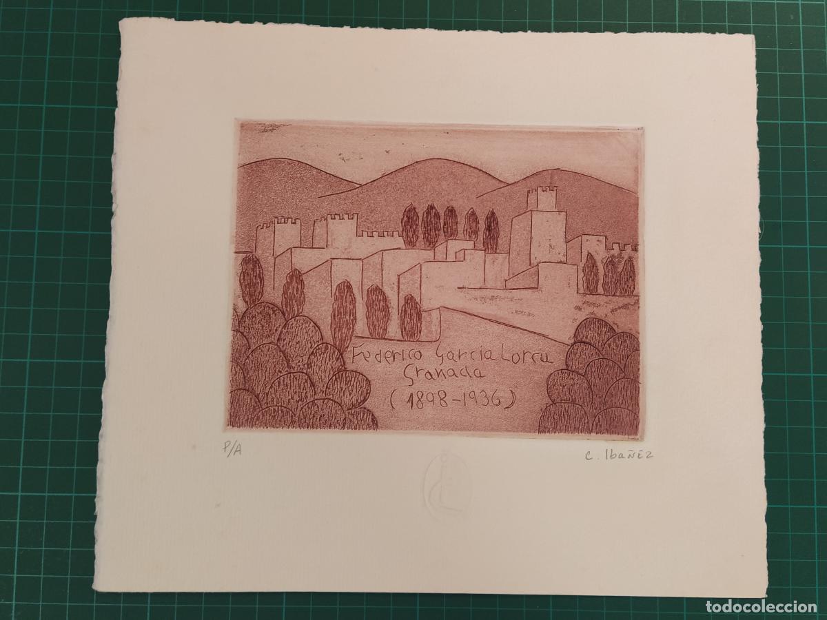 Arte: CONCHA IBA&Ntilde;EZ - FIRMADO A LAPIZ - FEDERICO GARCIA LORCA - GRABADO ANTIGUO - VER FOTOS -(V-28.174)
