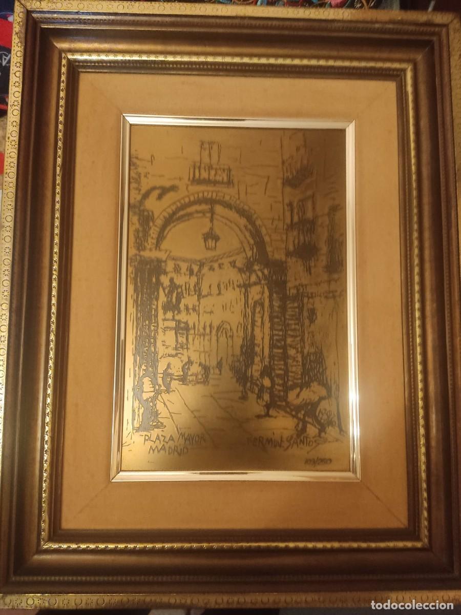 Arte: Grabado en Lat&oacute;n &rdquo;Plaza Mayor de Madrid&rdquo; de Ferm&iacute;n Santos - Serie Limitada 103/250 - 48x36 cm
