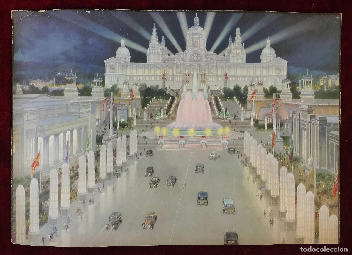 Arte: VISTA DEL PALAU NACIONAL DE MONTJU&Iuml;C. EXPOSICION INTERNACIONAL DE BARCELONA. LITOGRAF&Iacute;A. 1929.