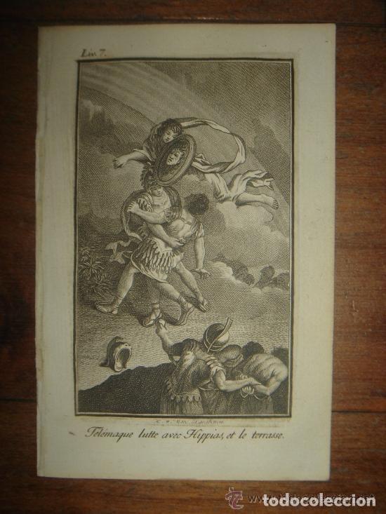 Arte: GRABADO MITOL&Oacute;GICO, AVENTURAS DE TEL&Eacute;MACO, ORIGINAL, MADRID,1822, 200 A&Ntilde;OS DE ANTIGUEDAD , PERFECTO.
