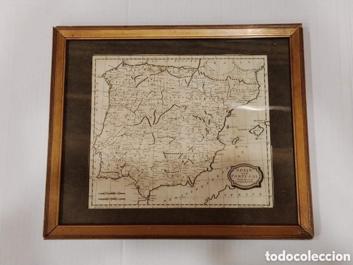 Art: Mapa del SXVII o XIX,ingles de la pen&iacute;nsula Ib&eacute;rica. Impreso por Guthrie.