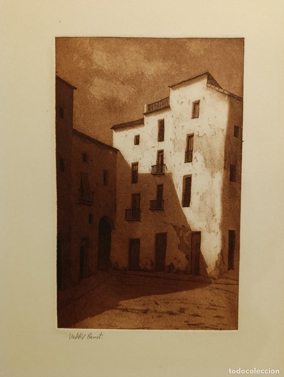 Arte: Grabado al aguafuerte y otras t&eacute;cnicas, Casas de pueblo, obra de Vald&eacute;s Canet