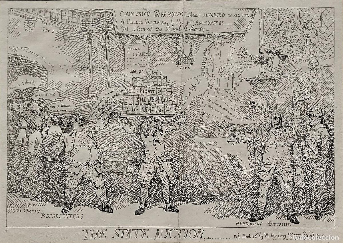 Arte: Thomas Rowlandson The State Auction grabado de 1784 - Foto 2