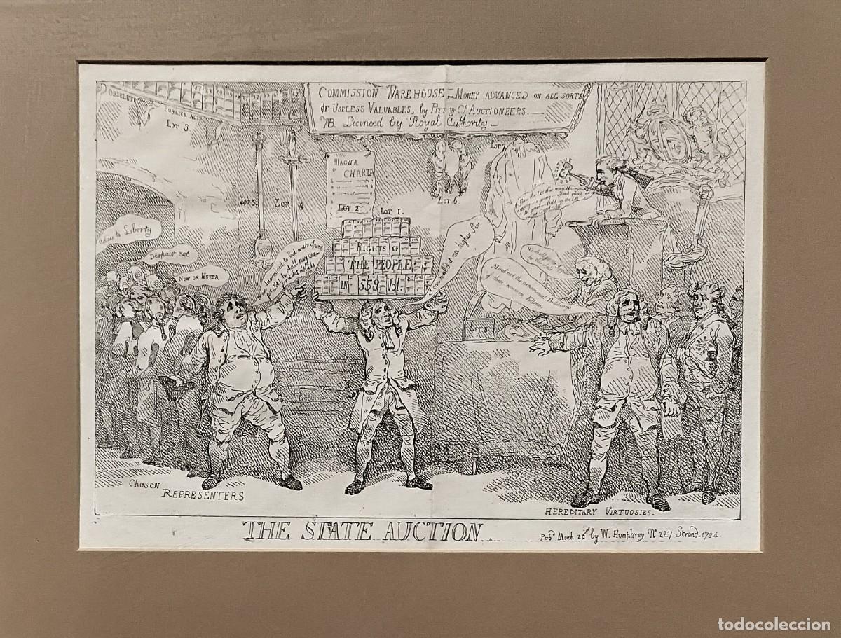 Arte: Thomas Rowlandson The State Auction grabado de 1784 - Foto 3