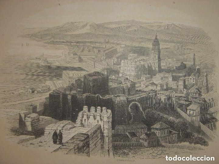 Arte: GRABADO DE M&Aacute;LAGA DESDE LA ALCAZABA, 1848, PARIS, DE CUENDIAS, ESPL&Eacute;NDIDO ESTADO