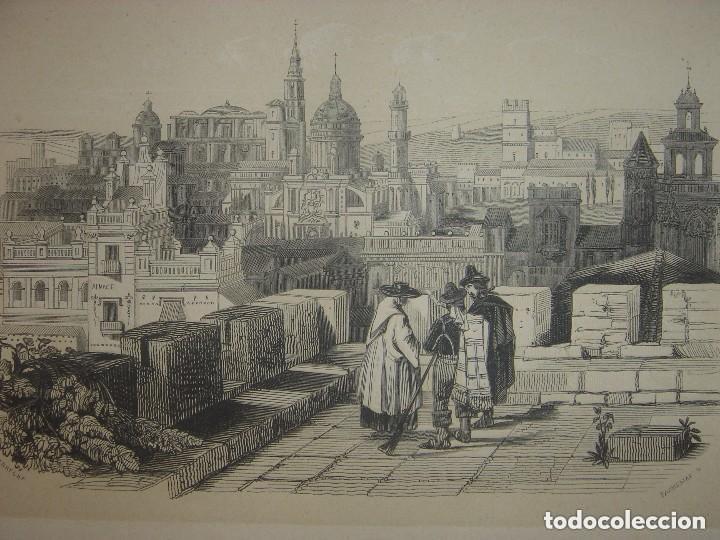 Arte: GRABADO DE JEREZ, DESDE LAS MURALLAS DE LA CIUDAD, 1848, PARIS, DE CUENDIAS, ESPL&Eacute;NDIDO ESTADO