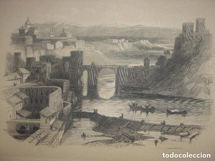 Arte: GRABADO DE TOLEDO, PUENTE DE ALC&Aacute;NTARA, 1848, PARIS, DE CUENDIAS, ESPL&Eacute;NDIDO ESTADO