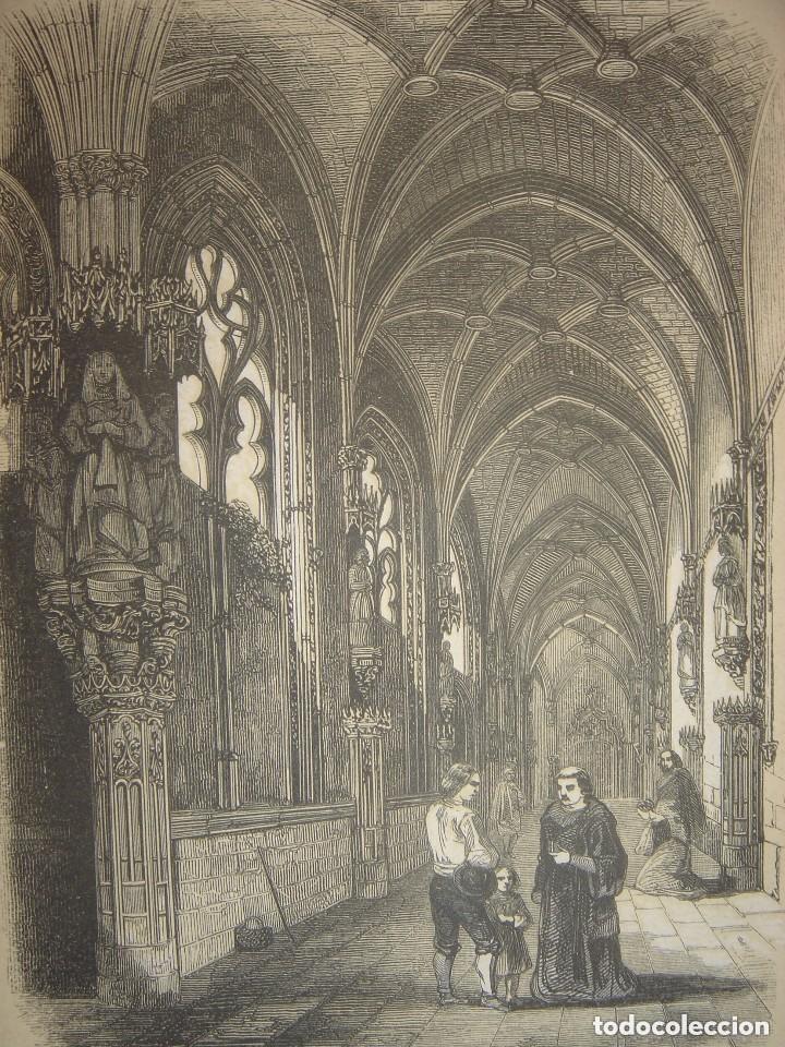 Arte: GRABADO CLAUSTRO MONASTERIO SAN JUAN DE LOS REYES, TOLEDO,1848,PARIS, DE CUENDIAS, ESPL&Eacute;NDIDO ESTADO