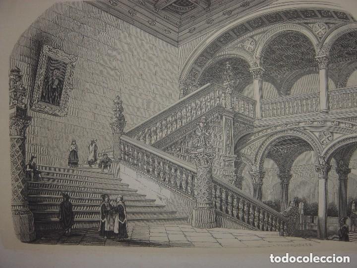 Arte: GRABADO HOSPITAL DE SANTA CRUZ, TOLEDO,1848,PARIS, DE CUENDIAS, ESPL&Eacute;NDIDO ESTADO