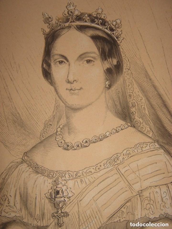 Arte: GRABADO LITOGR&Aacute;FICO, ISABEL II, 1848, PARIS, DE CUENDIAS, ESPL&Eacute;NDIDO ESTADO