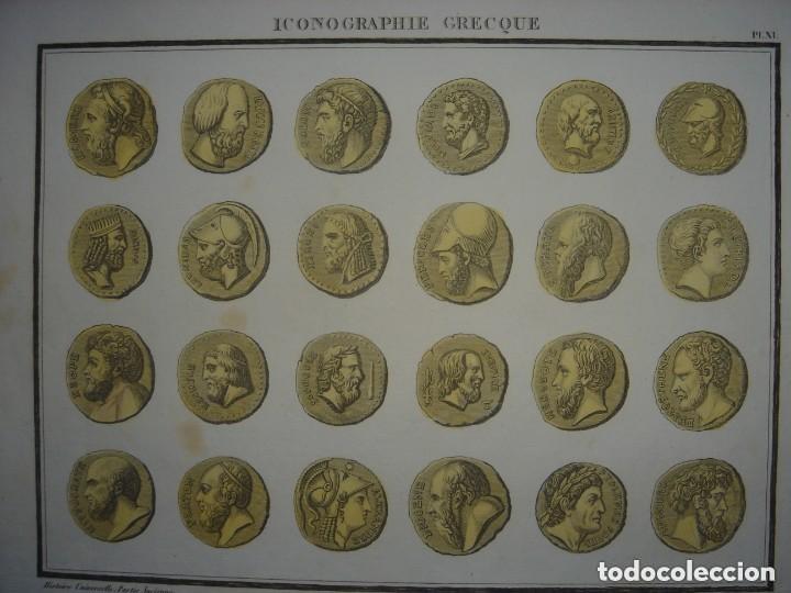 Arte: ESPL&Eacute;NDIDO GRABADO MONEDAS DE LA GRECIA ANTIGUA, ORIGINAL, PARIS, 1822, TARDIEU,