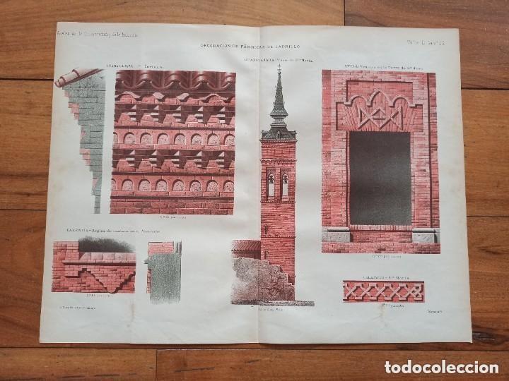 Arte: GRABADO ARQUITECTURA mud&eacute;jar, LADRILLO, &Aacute;VILA, GUADALAJARA, CALATAYUD, ORIGINAL MADRID,1877