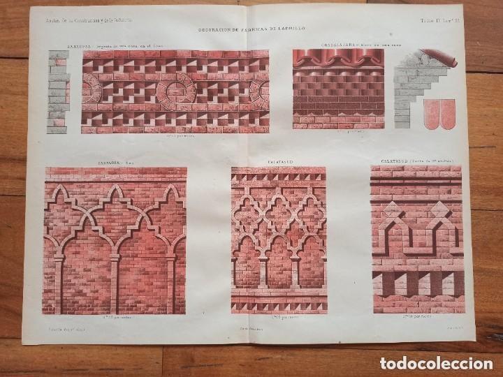 Arte: GRABADO Arquitectura, mud&eacute;jar LADRILLO, ZARAGOZA, SEO, GUADALAJARA,, CALATAYUD, ORIGINAL MADRID,1877