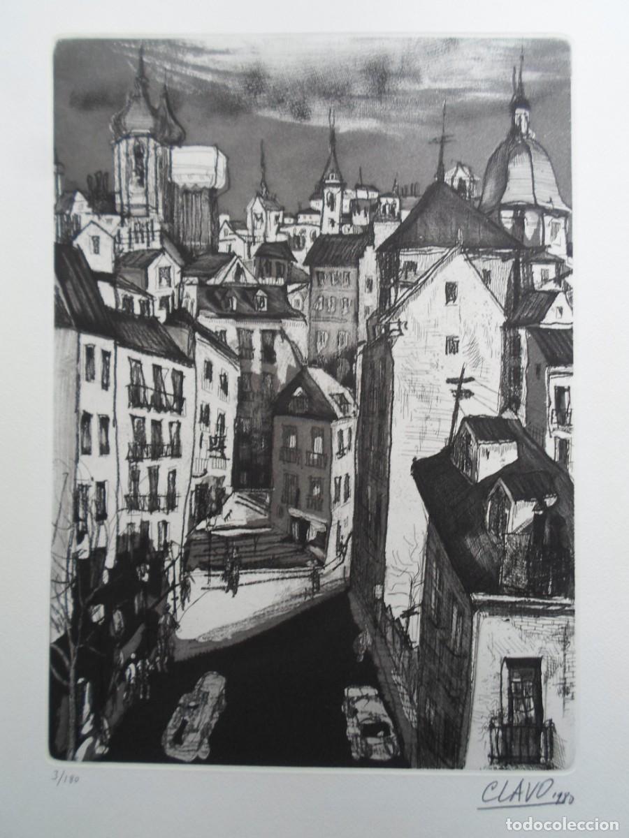 Art: Javier CLAVO (Madrid, 1918-1994) grabado 1980 de la Cava Baja, firmado y numerado /180