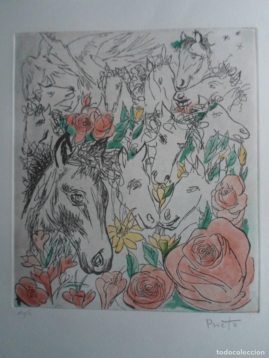 Arte: Gregorio PRIETO (Valdepe&ntilde;as, CIUDAD REAL 1897-1992) grabado 1982 de 34x30 papel 51x38cms firmado y n
