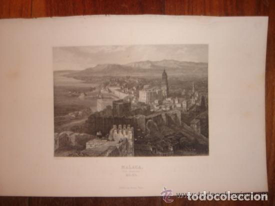 Arte: GRABADO VISTA DE M&Aacute;LAGA, ROBERTS, ORIGINAL, PARIS, 1840 , LALAISSE, ESPL&Eacute;NDIDO ESTADO