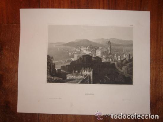 Arte: GRABADO VISTA DE M&Aacute;LAGA, ROBERTS, ORIGINAL, Hidlburghausen, 1840, ESPL&Eacute;NDIDO ESTADO