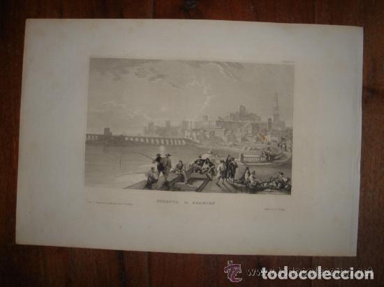 Arte: GRABADO VISTA DE C&Oacute;RDOBA, PUENTE ROMANO, ROBERTS,ORIGINAL,HIDLBURGHAUSEN, 1840, ESPL&Eacute;NDIDO ESTADO