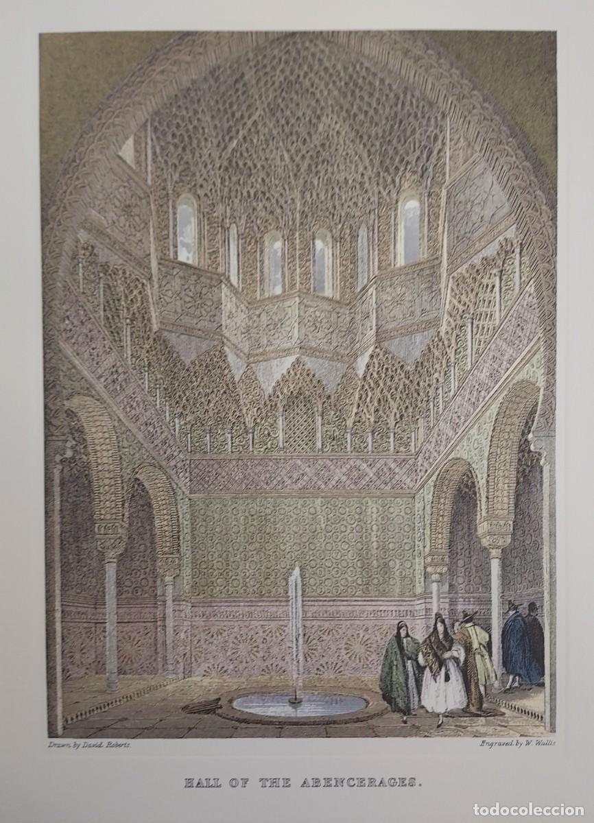 Art: Grabado. Dibujo de DAVID ROBERTS. HALL OF THE ABENCERAGES (Granada, Alhambra) (24 x 31 cm) OFFO 1974