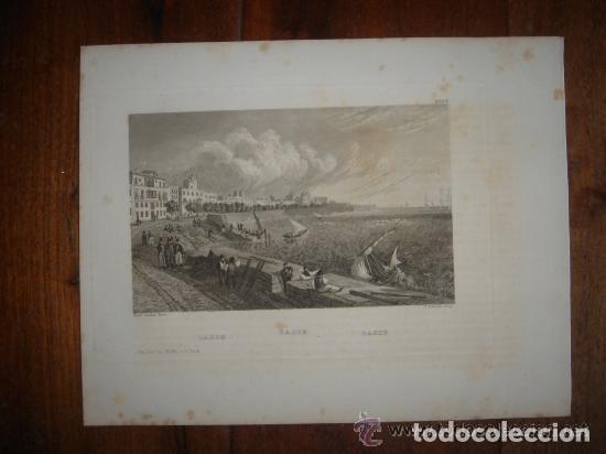 Arte: GRABADO VISTA DE C&Aacute;DIZ, PETERSEN, ORIGINAL,HIDLBURGHAUSEN, 1840,ESPL&Eacute;NDIDO ESTADO