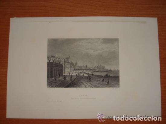 Arte: GRABADO VISTA DE C&Aacute;DIZ, GARNIER, ORIGINAL,PARIS, 1850,ESPL&Eacute;NDIDO ESTADO