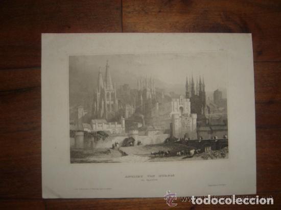Arte: GRABADO VISTA DE BURGOS, ROBERTS,ORIGINAL,HIDLBURGHAUSEN, 1840, ESPL&Eacute;NDIDO ESTADO