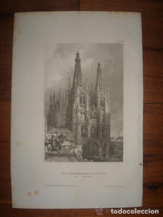 Arte: GRABADODE LA CATEDRAL DE BURGOS ROBERTS,ORIGINAL,HIDLBURGHAUSEN, 1840, ESPL&Eacute;NDIDO ESTADO