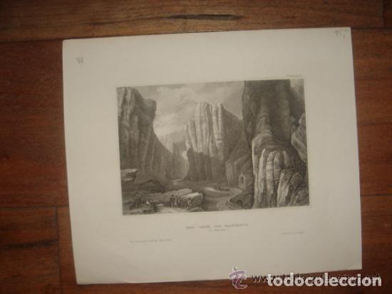 Arte: GRABADO DEL PASO DE PANCORBO, BURGOS, ROBERTS,ORIGINAL,HIDLBURGHAUSEN, 1840, ESPL&Eacute;NDIDO ESTADO