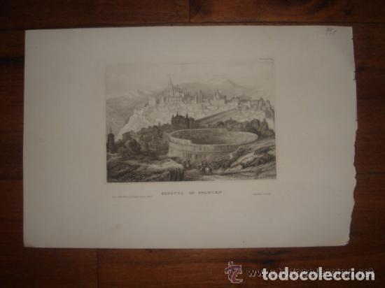 Arte: GRABADO VISTA DE SEGOVIA, PLAZA DE TOROS, ROBERTS,ORIGINAL,HIDLBURGHAUSEN, 1840, ESPL&Eacute;NDIDO ESTADO