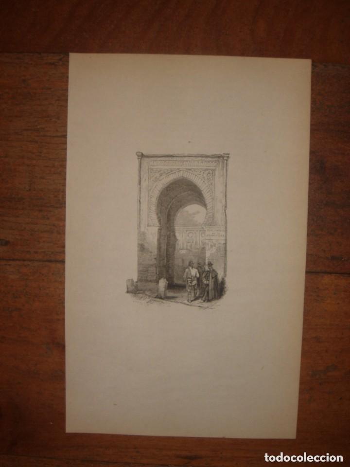 Arte: INFRECUENTE XILOGRAF&Iacute;A PLAZA ALJIBES ALHAMBRA, GRANADA, ORIGINAL, 1835, DAVID ROBERTS, 1&ordf;EDICI&Oacute;N.