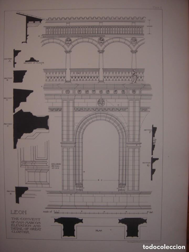 Arte: ESPL&Eacute;NDIDO GRABADO ARQUITECTURA RENACENTISTA, CONVENTO DE SAN MARCOS, LE&Oacute;N, DETALLES,1893, PRENTICE