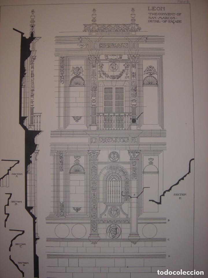 Arte: ESPL&Eacute;NDIDO GRABADO ARQUITECTURA RENACENTISTA, CONVENTO DE SAN MARCOS, LE&Oacute;N, DETALLES,1893, PRENTICE