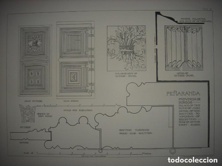 Arte: GRABADO ARQUITECTURA RENACENTISTA, PALACIO DUQUE DE ALBA, PE&Ntilde;ARANDA, BURGOS, DETALLES,1893, PRENTICE