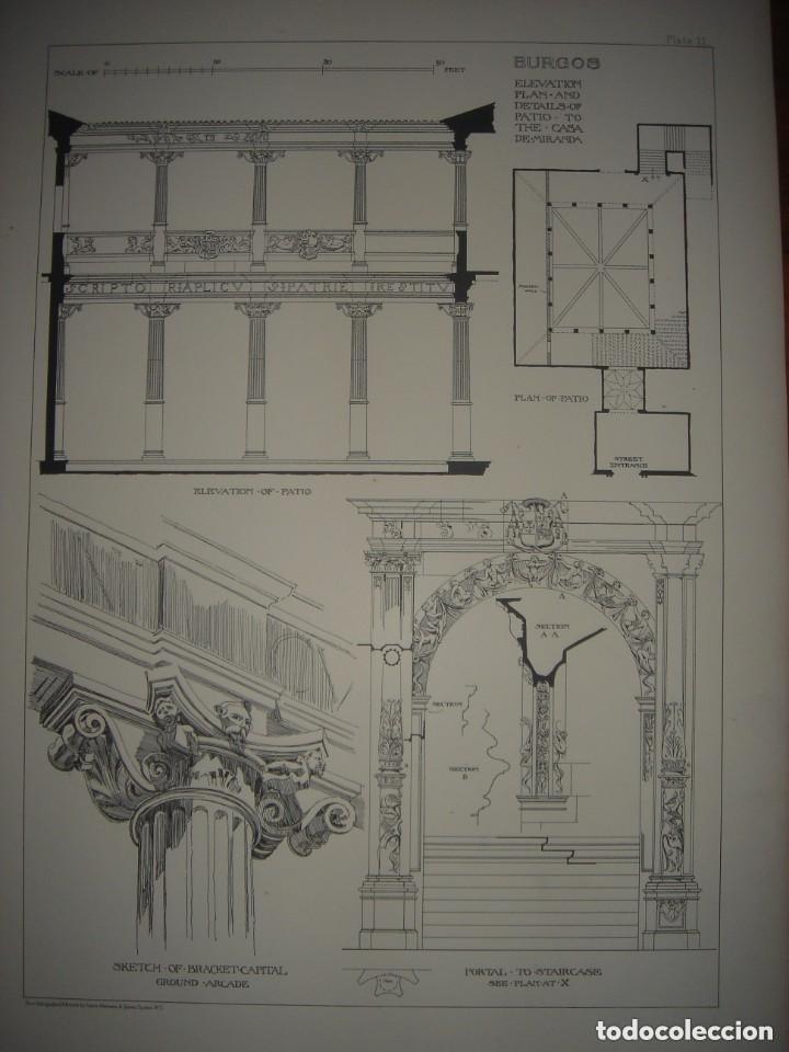 Arte: ESPL&Eacute;NDIDO GRABADO ARQUITECTURA RENACENTISTA, CASA DE MIRANDA EN BURGOS, DETALLES,1893, PRENTICE