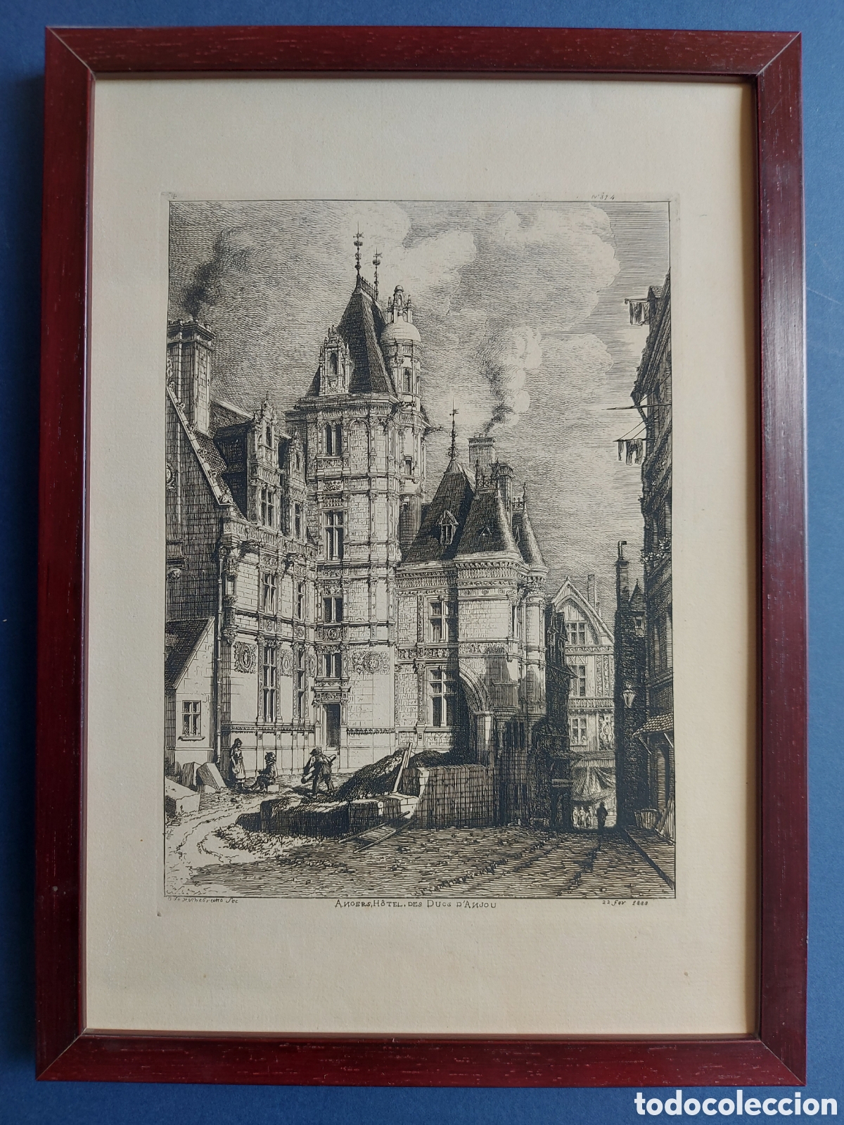 Arte: &rdquo;H&Ocirc;TEL. DES DUCS D'ANJOU&rdquo; ANGERS GRABADO 1888