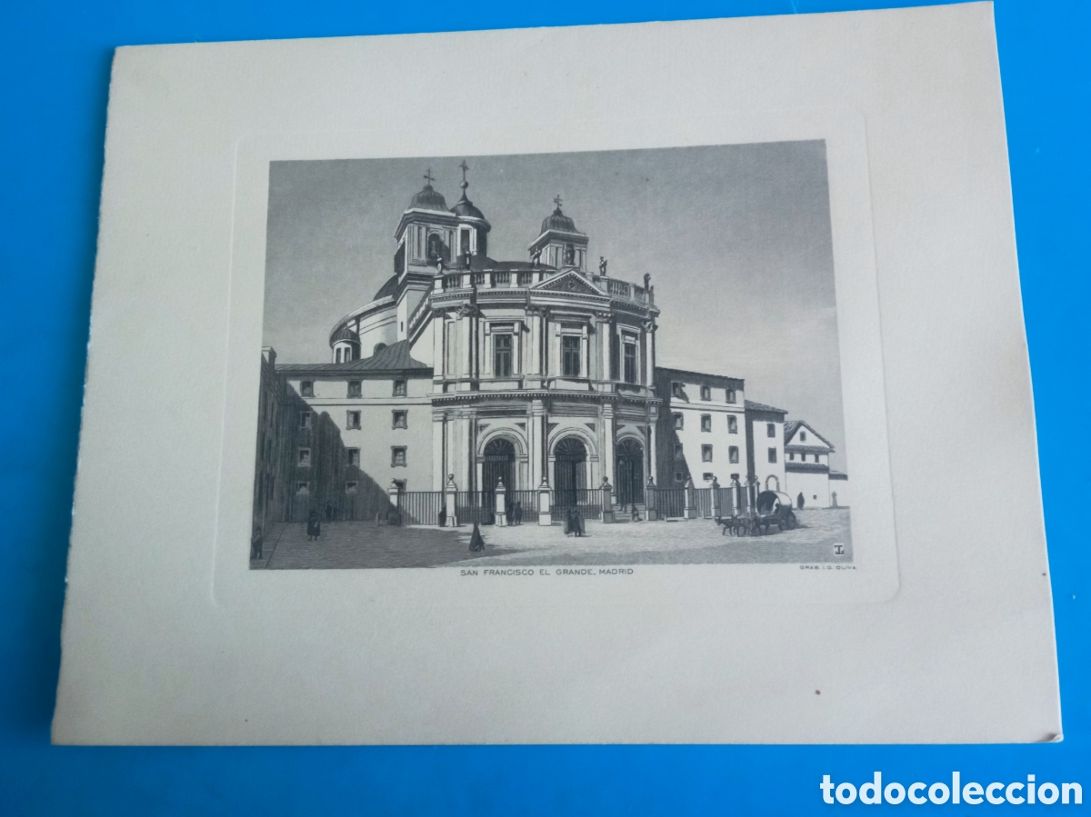Arte: Grabado, San Francisco El Grande, Madrid, por I. G. OLIVA, mide 18,5x14,6 cm y la pisada 13x10 cm