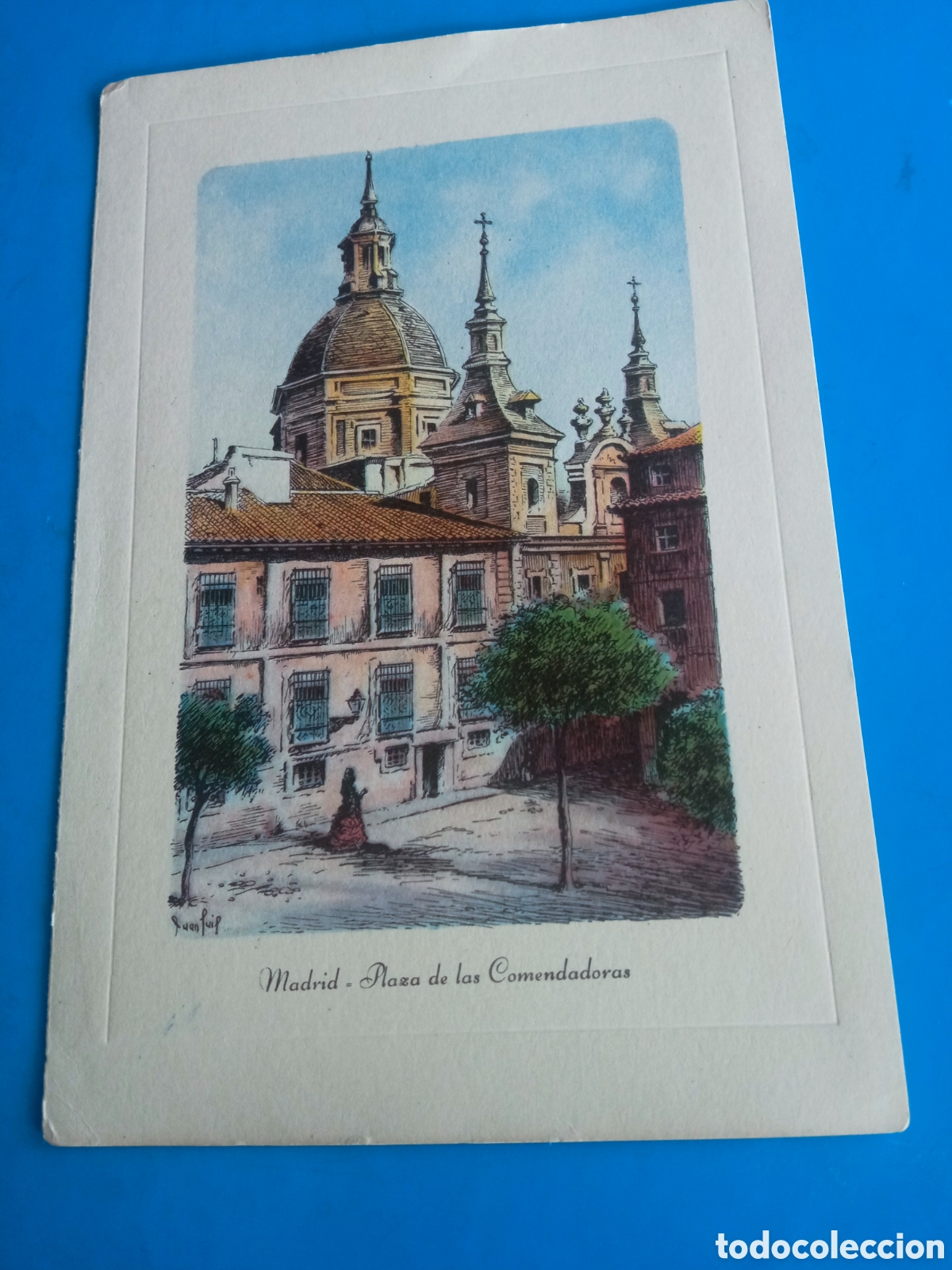 Arte: Bonito grabado, Madrid, Plaza de las Comendadoras, mide 17x11, 3cm