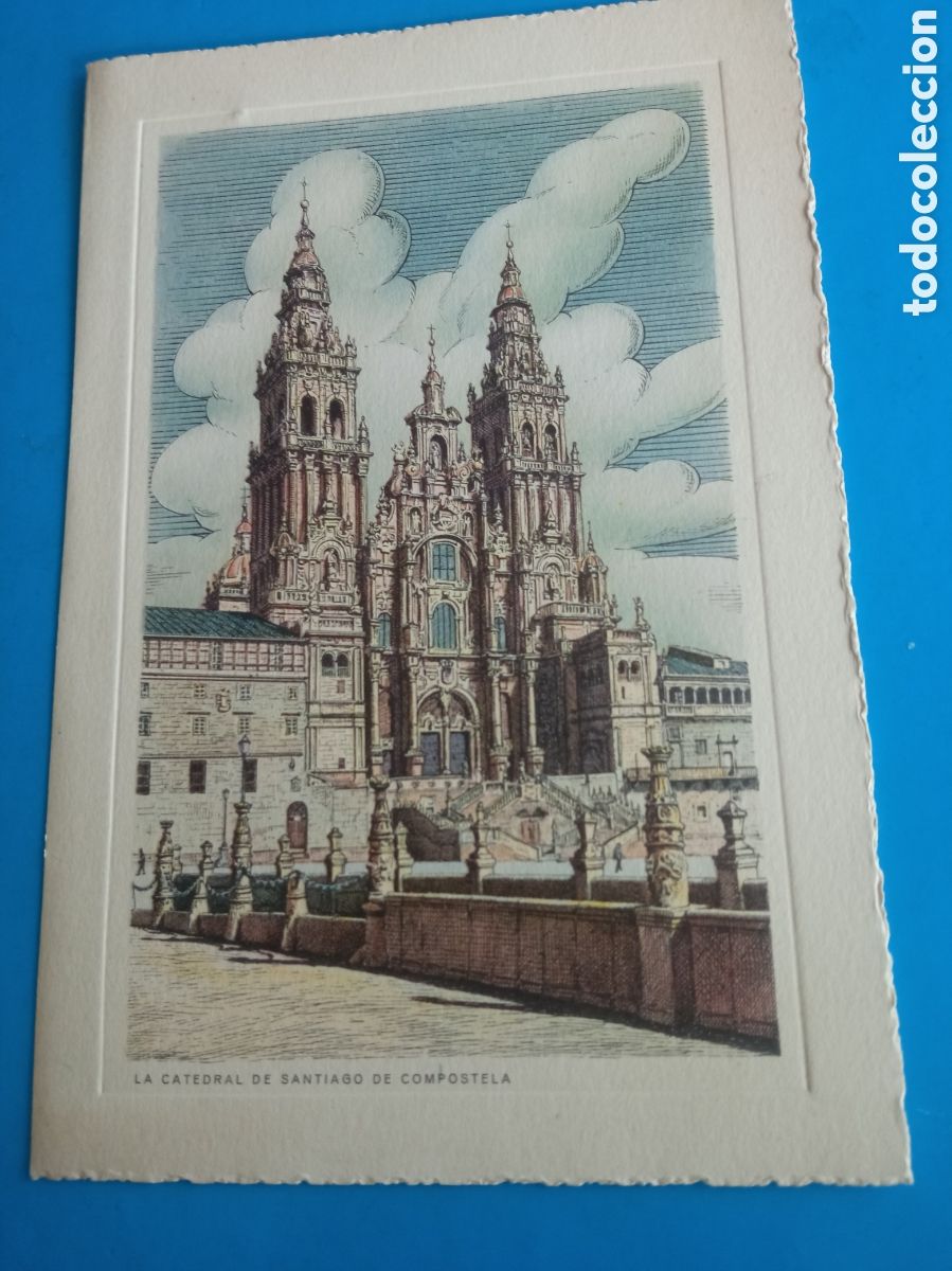 Arte: Bonito grabado, Catedral de Santiago de Compostela, mide 16x10,6 cm