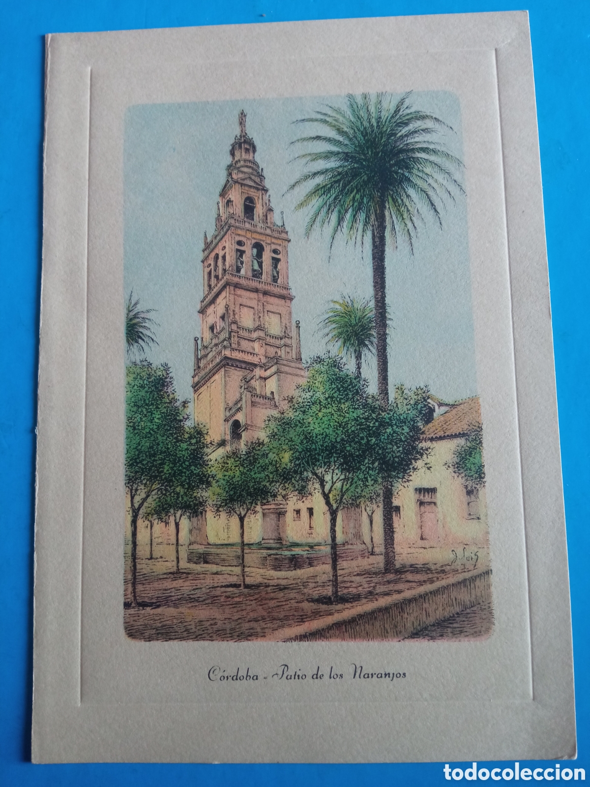 Arte: Bonito grabado, C&oacute;rdoba, Patio de los Naranjos, mide 16,8x11,5cm