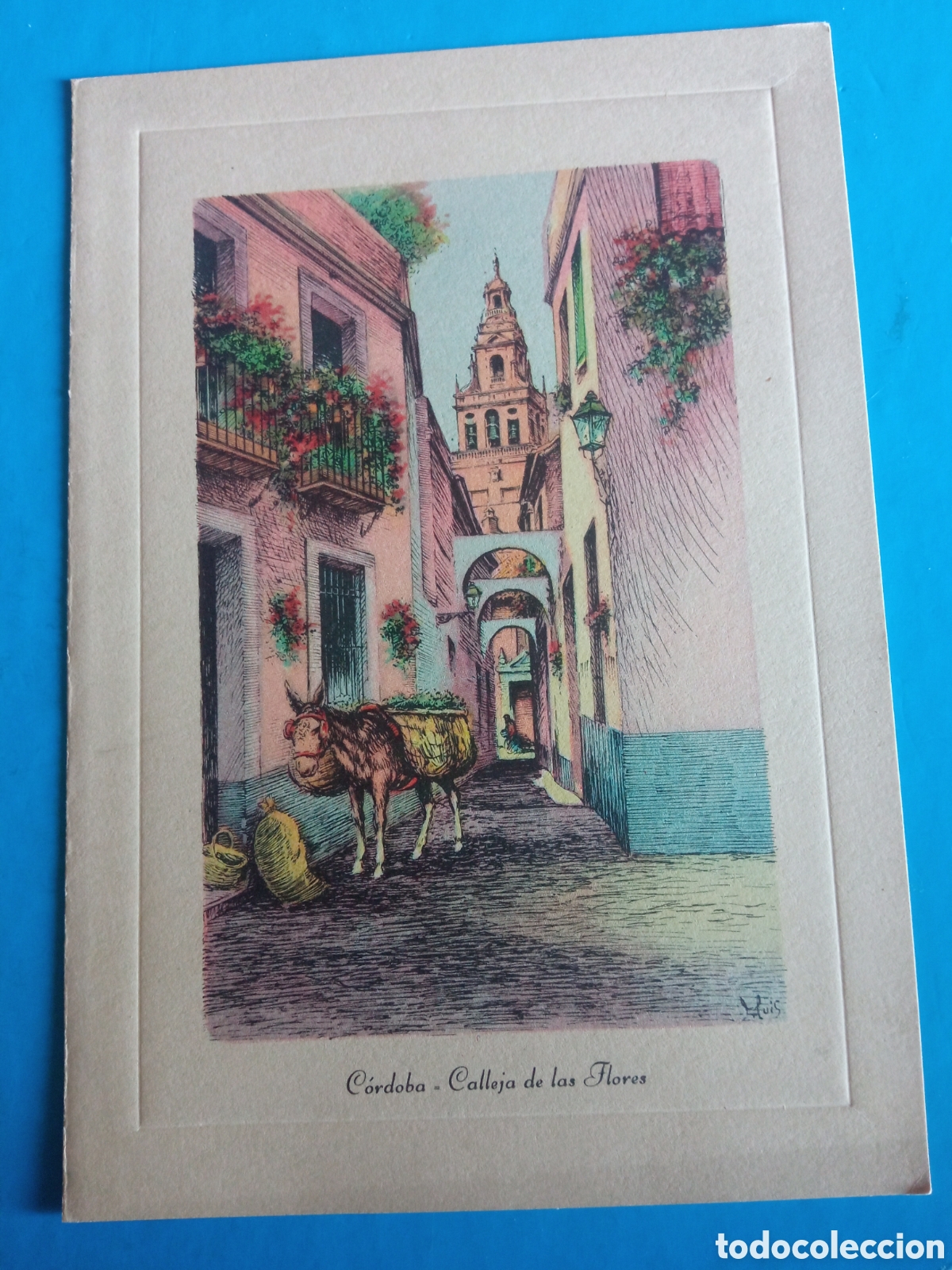 Arte: Bonito grabado, C&oacute;rdoba, Callej&oacute;n de las Flores, mide 16,8x11,6cm