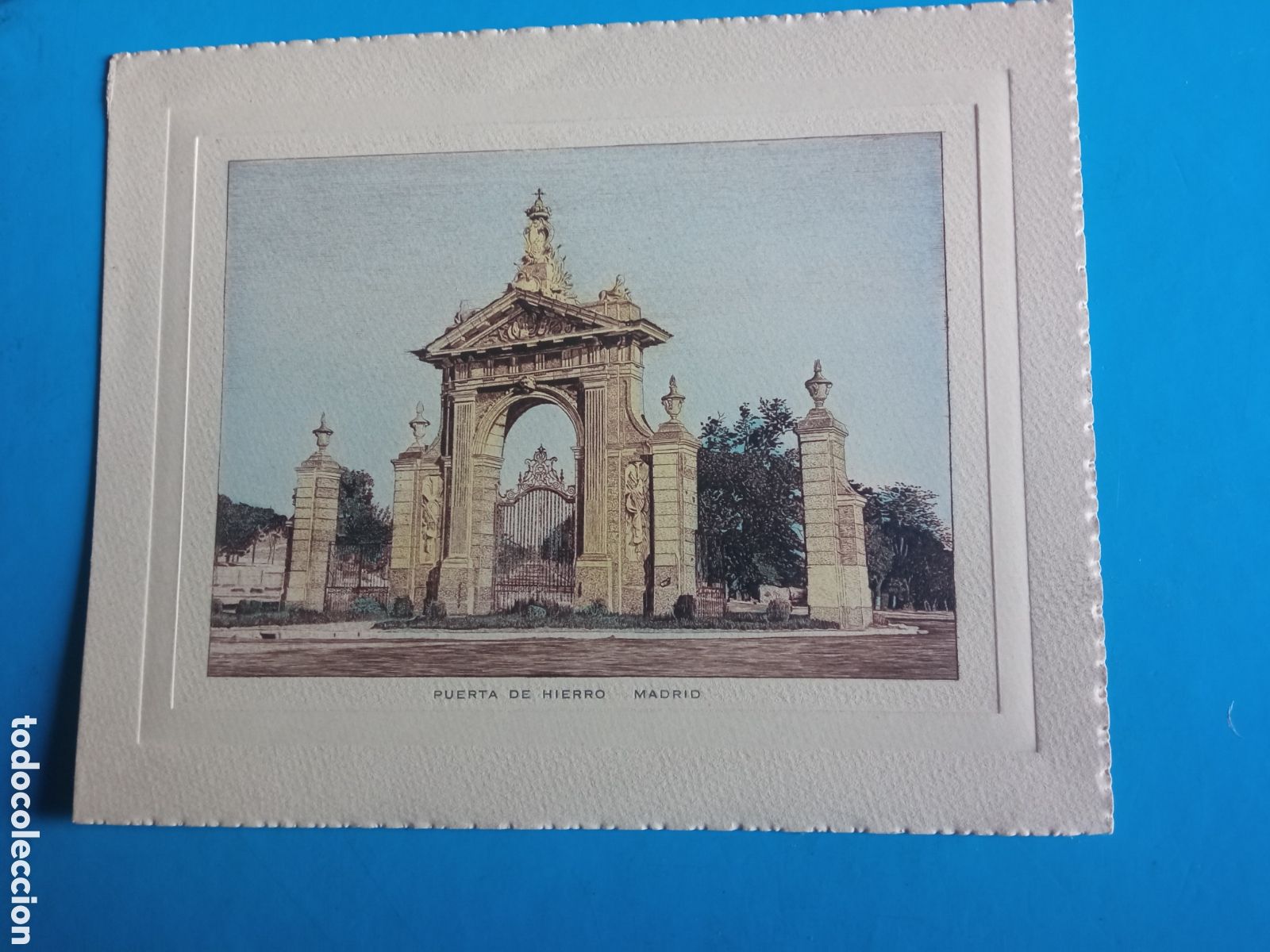 Arte: Bonito grabado, Madrid, Puerta de Hierro, mide 15x12,1cm