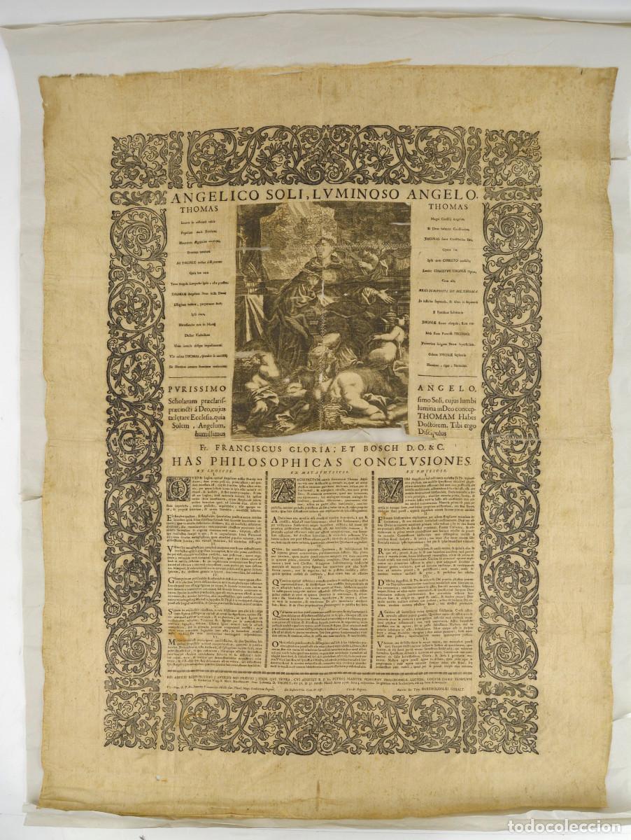 Arte: Conclusiones filos&oacute;ficas, grabado calcogr&aacute;fico, 1726, Fray Francisco Gloria, Barcelona.