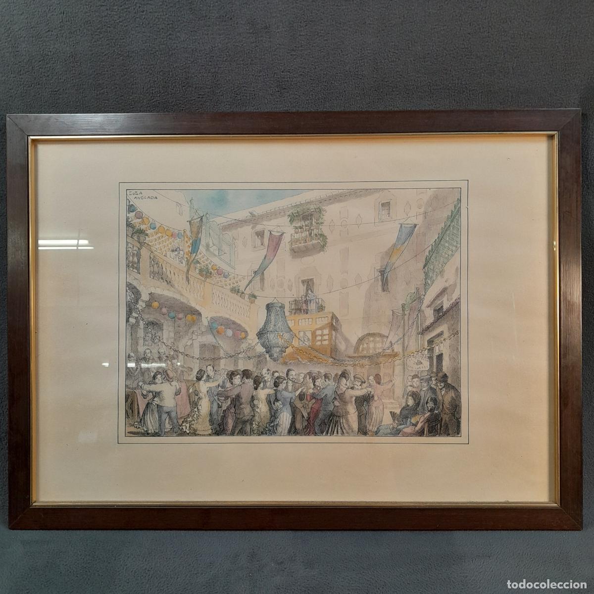 Arte: B-1902. OBRA &rdquo;BALL DE SANT CRIST&Ograve;FOL&rdquo; DE LOLA ANGLADA. ACUARELA Y L&Aacute;PIZ. SIGLO XX.
